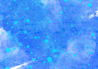 雪が降る冷たそうな水彩風の青と水色の背景素材