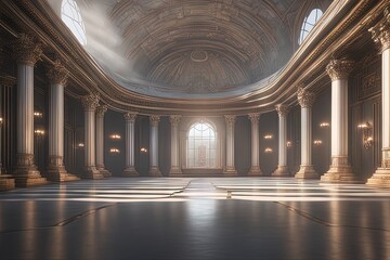 empty room with columns and marble floor. empty room with columns and marble floor. empty interior in modern art style, art illustration design