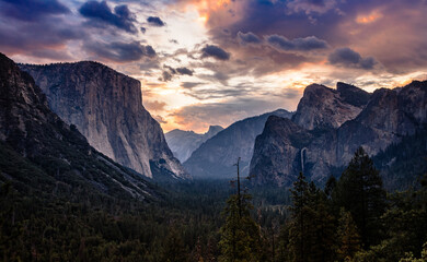 Dramatic Dawn Skies on Yosemite Valley, Yosemite National Park, California