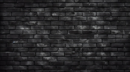 Black brick wall texture, brick surface for background. Vintage wallpaper