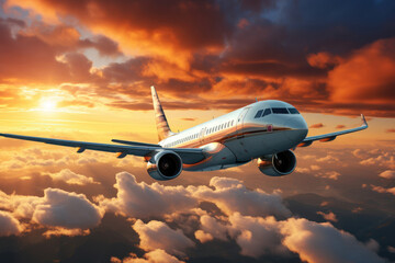 Fototapeta na wymiar A pilot expertly maneuvering an airplane through the skies. Concept of aviation. Generative Ai.