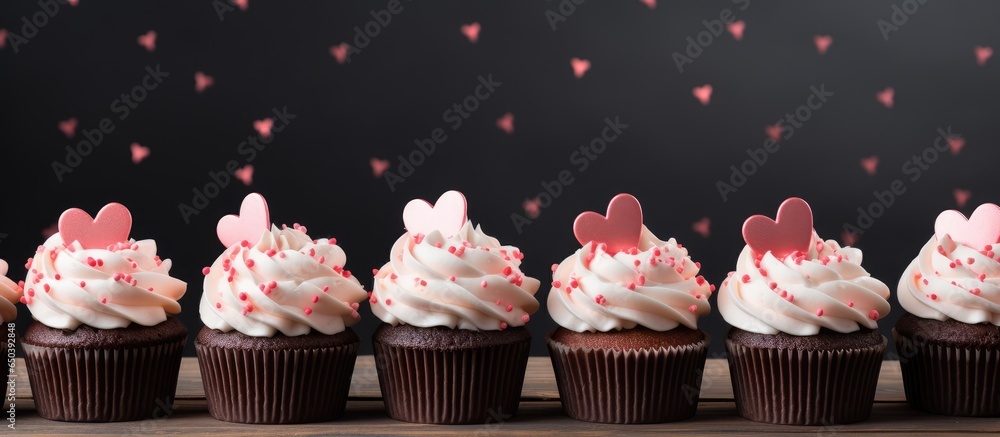 Sticker Valentine s Day cupcakes with creamy vanilla filling and sugar hearts