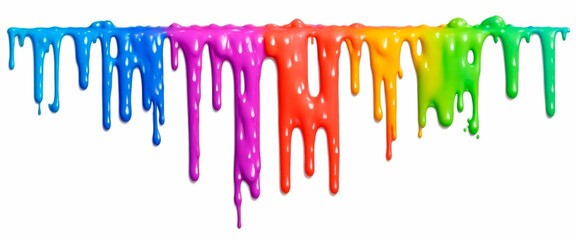 Paint drips border isolated on white background, AI-generated.