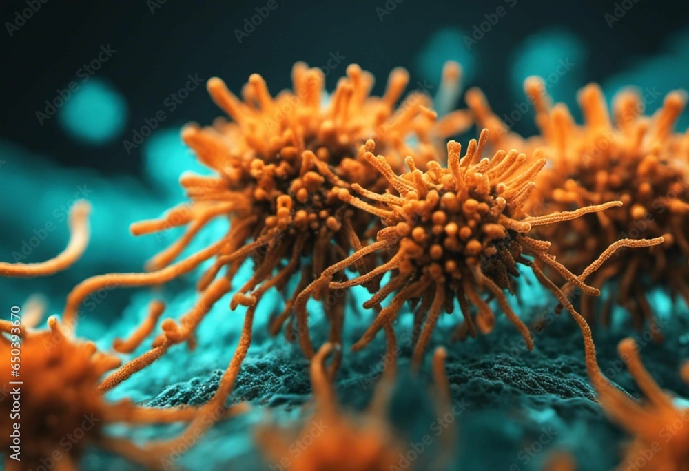 Poster ai generated illustration of this macro of vibrant cells arranged in a clustered formation