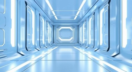 AI generated illustration of a futuristic corridor inside a spaceship