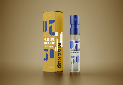 Glass Sample Vial Sprayer With Box Mockup