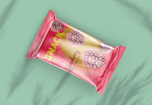 Glossy Plastic Snack Bar Mockup