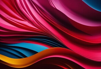 AI generated illustration of Abstract vibrant paper waves background with diverse colors