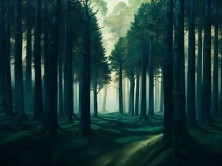 Obraz premium Surreal forests with trees