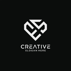 Creative style es letter logo design template with diamond shape icon