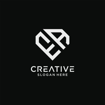 Creative style ea letter logo design template with diamond shape icon