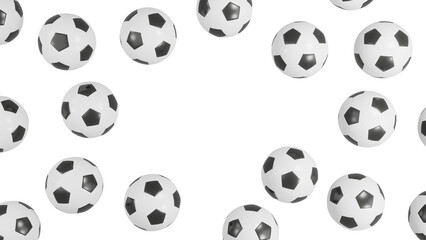 High-Quality 3D Footballs Isolated on Transparent Canvas