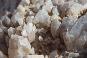 Shiny white and transparent rocks in Crystal mountain in Farafra oasis in Egypt