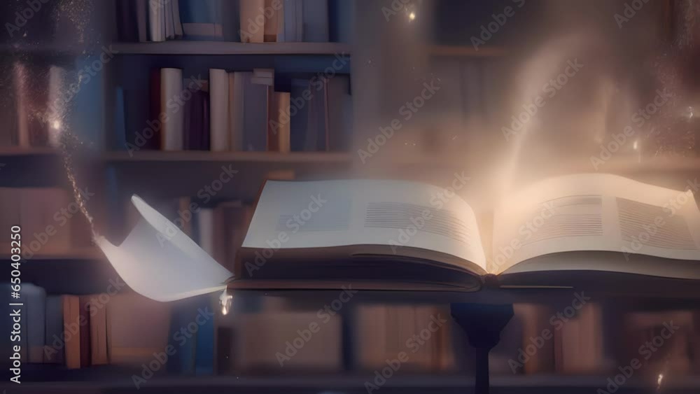 Poster wisps magic float gently through air, lingering around books whispering ancient secrets casting spel