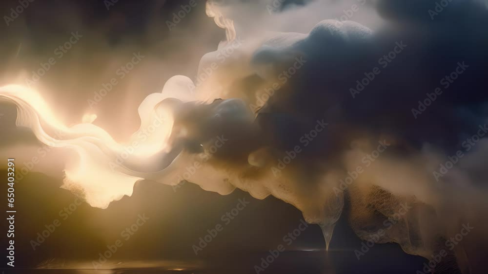 Poster dreams, once distilled, coalesce into radiant, abstract ethereal mist, encapsulating power held with