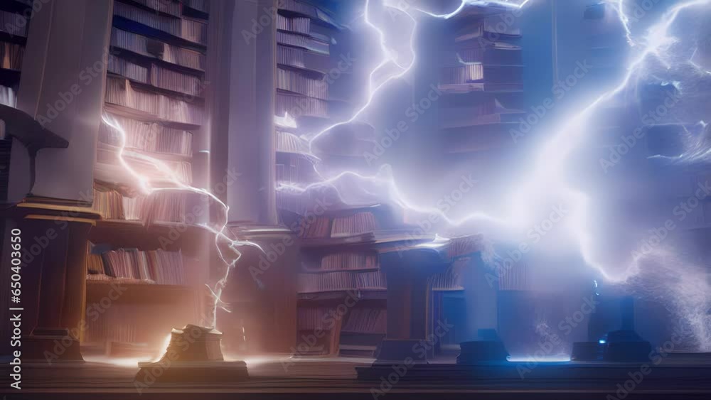 Poster crackles with electrifying energy, filling library with vibrant pulse that quickens heart invigorate