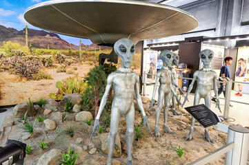 ROSWELL, NEW MEXICO/USA - JULY 4th 2023: International UFO Museum and Research Center. a road trip of a family with a teenage girl during her school summer break before the start of the senior year.