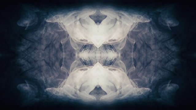 Abstract blue and white digital artwork mirrored symmetry background