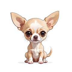 chihuahua miniature small dog puppy in cartoon style on white background