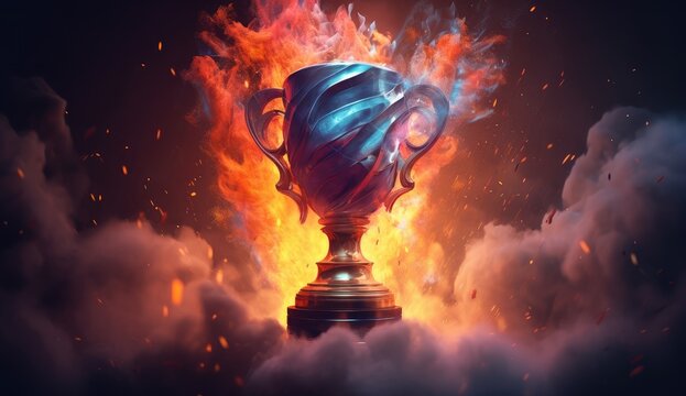 Zwycięski puchar w płomieniach. 