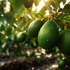 Beautiful avocados in orchard plantation