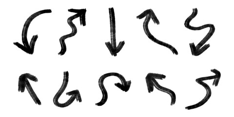 Set of Hand drawn vector arrows doodle. Vector illustration