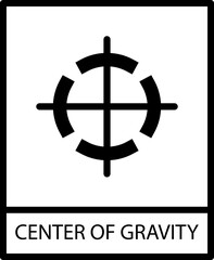 Center of Gravity icon with black frame isolated on white background. Center of Gravity symbol. Label vector illustration