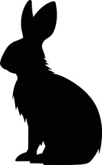 Naklejka premium Black silhouette of rabbit isolated on white background.