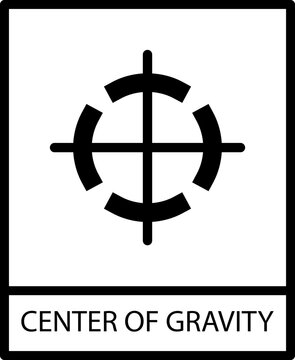 Center of Gravity icon with black frame isolated on white background. Center of Gravity symbol. Label vector illustration
