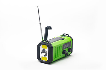 Hand crank weather radio with flashlight