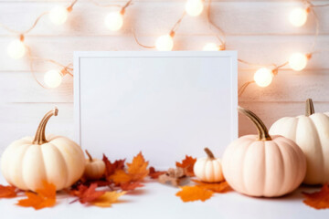 Picture frame mockup with candles and fall décor