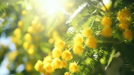 A close up of a tree with yellow flowers