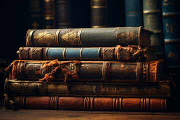 old books on a table