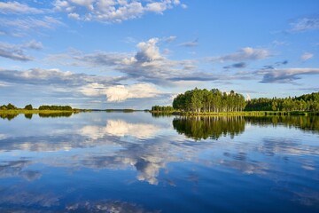 Scenic view of Kemijarvi Lake in Eastern Lapland, Finland