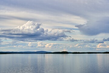 Scenic view of Kemijarvi Lake in Eastern Lapland, Finland