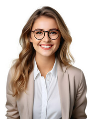 smiling young office worker woman isolated