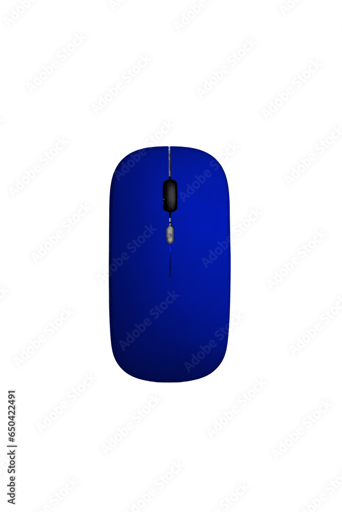 Fototapete wireless computer mouse isolate on white background / blue computer mouse / computer scene / office 