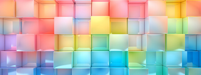a pastel colored background made out of glass blocks, in the style of abrupt, three-dimensional effects, luminous 3d objects, colorful gradients, contemporary candy-coated, lightbox