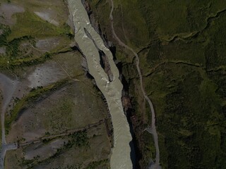 Water stream aerial view 