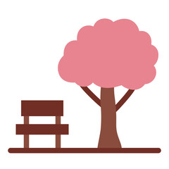 Park with tree and bench icon