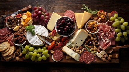 111Gourmet Charcuterie and Cheese Platter with Assorted Meats and Fresh Ingredients.