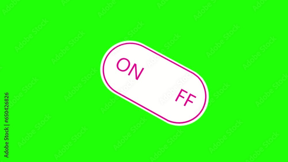 Poster colored on off button on chromakey. activation. rendering animation.