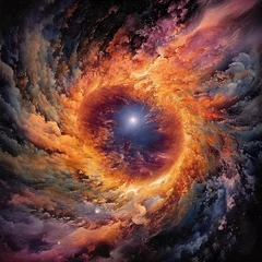 Fototapeten Weltall in seiner schönsten Form, Schwarzes Loch, Supernova, Milchstraße und explodierende Sterne. © Alexander