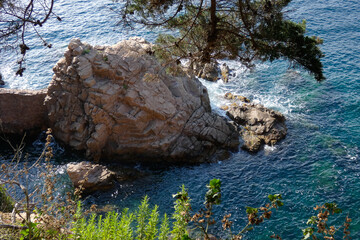 Rocks and sea on the Mediterranean coast, Costa brava catalana
