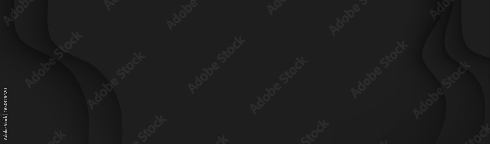 Poster abstract black background with waved 3d design and space for text.