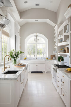 modern white kitchen with furniture