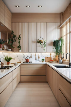 modern wood kitchen interior