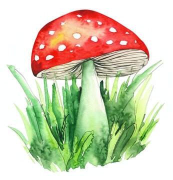 Namalowany grzyb muchomor ilustracja