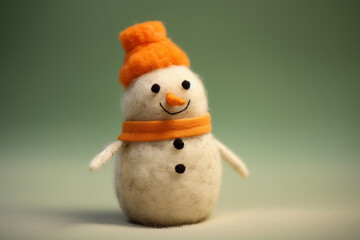 Handcrafted Felt Snowman With A Carrot Nose Macro Photography