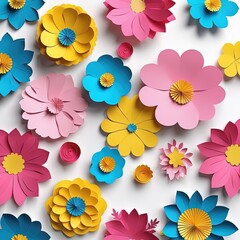 beautiful flowers on color paper beautiful flowers on color paper paper flowers on blue background